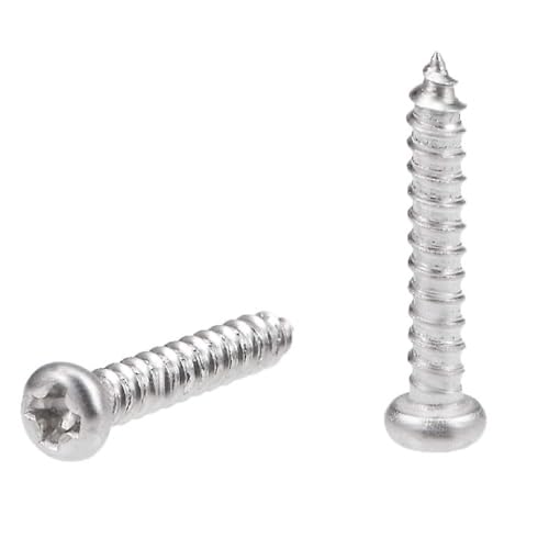 TA-VIGOR 50Pcs Self Tapping Screws, M2 Phillips Pan Head Screw, 12mm Round Head Tapping Screws, 316 Stainless Steel Machine Wood Fasteners Bolts for Wood, Drywall, Furniture, Repairing