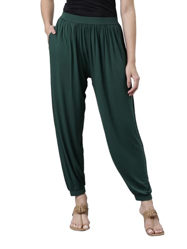Image of GO COLORS Women Mid Rise Viscose Harem Pants | Wrinkle Free, Relaxed Fit, Free Size