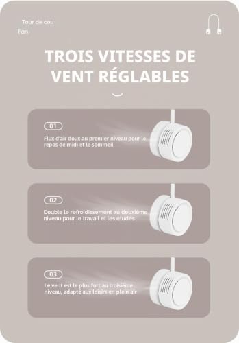 Ventilateur de cou portable Chesoon rechargeable rotatif à 360° vert