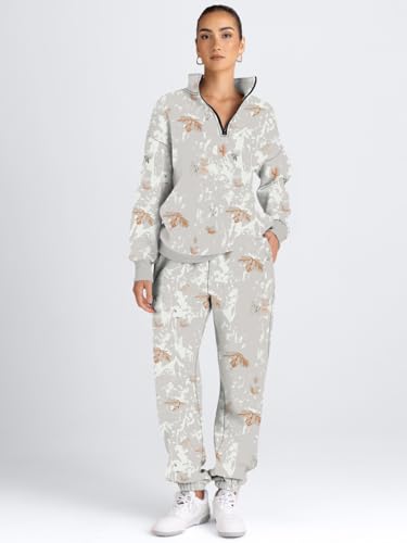 Image of AUTOMET Women's Sweatsuits 2 Piece Outfits Lounge Sets | Cozy Airport Outfits,Casual Sweat Sets for Fall and Winter,Half Zip Pullover and Baggy Sweatpants with Pockets