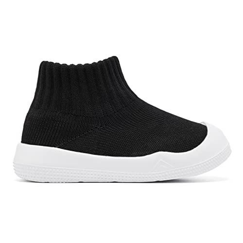 Baby Shoes Girls Boys Non Slip Baby Sock Shoes With Soft Rubber Sole Infant First Walking Sneaker Toddler Slipper Lightweight 12-18 Months Black #TOP3