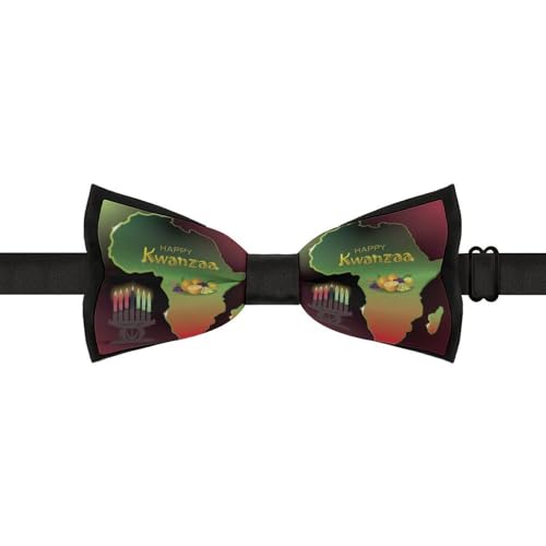 GoasNei Happy Kwanzaa African American Heritage Festival Bow Tie for Men Adjustable Necktie Funny Tie Neck Ties for Weddings Party