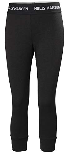 Helly-Hansen Womens LIFA Merino Midweight 3/4 Base Layer Pant, 990 Black, Medium