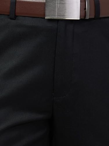 Image of Raymond Men Slim Fit Solid Pattern Poly Viscose Blend Flat Front Formal Trouser