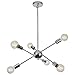 Produktbild OYIPRO Pendelleuchte 6-Flammig, Sputnik Kronleuchter Moderne, Verstellbare Höhe 4x25cm, Metall Chrom Hängelampe, für Esszimmer Wohnzimmer Schlafzimmer Küche