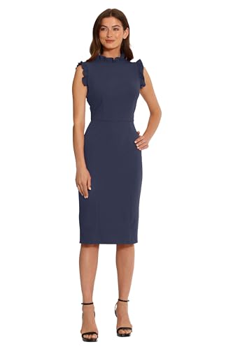 Image of Maggy London Womens Ruffle Neck and Armhole Sheath Dress