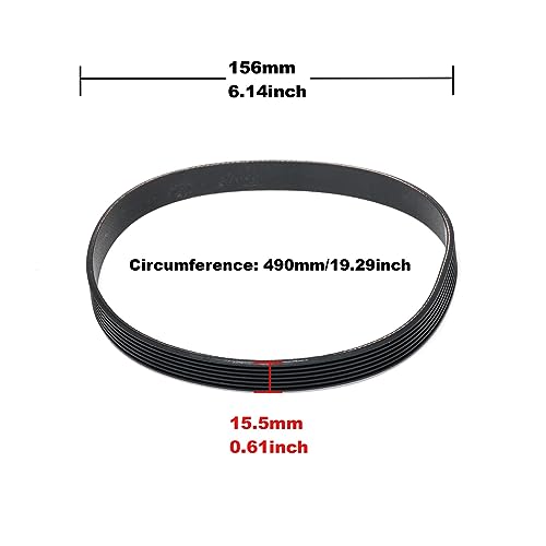 Ruimou PJ490 (7 Ridges) Rubber Drive Belt, 1Pcs, 490mm Circumference, Compatible with QUALCAST Rotary Mowers - Image 2