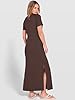 ANRABESS Womens Summer Casual Maxi Dress Short Sleeve Crewneck Split Wrinkle-Free Travel Long Sundress Beach Vacation Clothes Brown Large #5