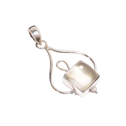 Pendentif pierre de lune argent anti ternissement pour femme