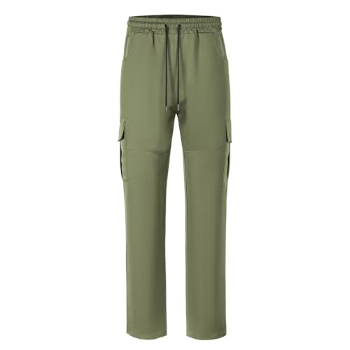 Men's Casual Relaxed Cargo Pants with Pockets, Outdoor Work Sweatpants for Men Truck Elasticity Straight Trousers4