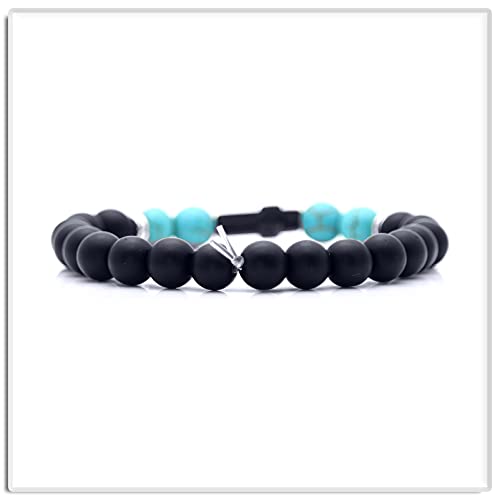 Image of Xusamss Fashion 8MM Matte Agate Beads Bracelet Cross Elastic Bracelet,7 1 /2 Wrist