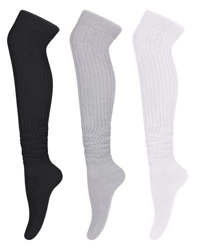 Womens Thigh High Socks Extra Long Knit Over Knee Stockings Winter Warm Thick Scrunch Slouch Soft Tall Leg Warmers