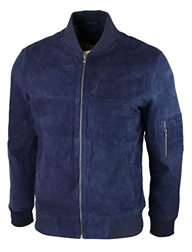 TruClothing Mens Genuine Suede Bomber Jacket Leather Casual Varsity VIntage Smart Casual3