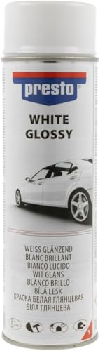 presto UNIVERSAL Spray Weiß glänzend 500 ml, Sprühlack, schnelltrocknend, hohe Deckkraft, vielseitig, Innen- & Außenbereich, widerstandsfähig, Auto-Reparaturlack