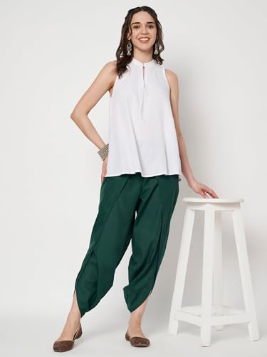 Image of 9rasa Women's Cotton Solid Harem Dhoti Pants for Casual FusionWear Workwear
