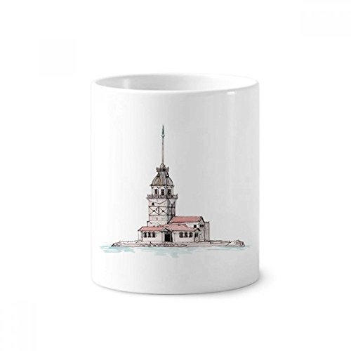 Pot en céramique fine Tour d'Istanbul de 350ml brosse à dents et pinceaux de maquillage