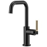Brizo 61053LF-BLGL Litze Bar Faucet with Square Spout and Knurled Handle In Matte Black/Luxe Gold