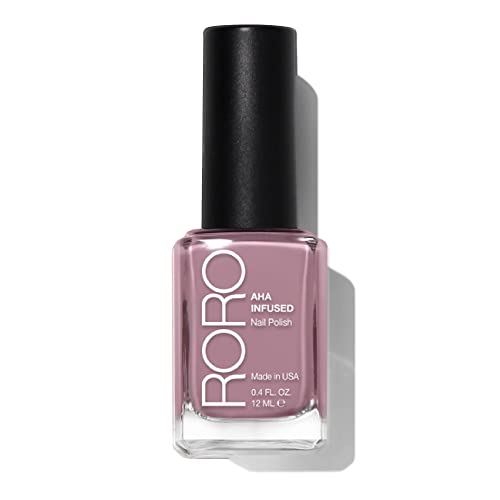 roro AHA Infused 21+ Free Nail Polish - Chip-Resistant High-Impact Nail Color Lacquer Made in the USA, Vegan/Cruelty-Free, Gluten-Free, Turn the Page, Mauve Pink, .4Fl Oz/12mL