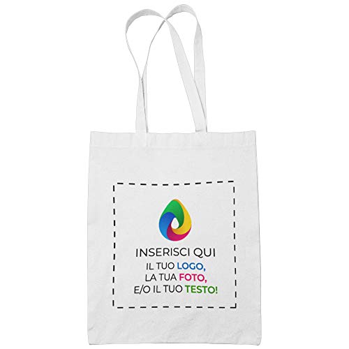 Teetaly Borsa Shopper Personalizzata Pz.1- Stampa su Cotone 140gr,...