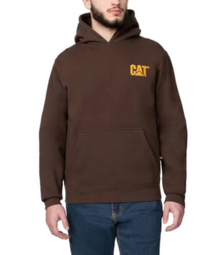 CAT Caterpillar Mens Trademark Hoodies with Embroidered Front Logo (US Alpha Large Regular Regular Brown)