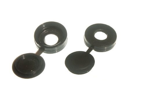 100 Of Screw Cap Cup Washer Hinged Cover Black For No. 6 & 8 Screws