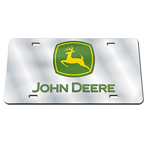 Plaque d'immatriculation John Deere argent de WinCraft, finition miroir haut de gamme