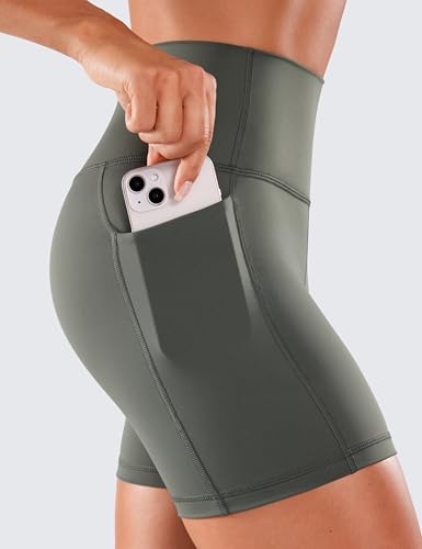 Image of CRZ YOGA Biker Shorts Pockets 5 inch | Naked Feeling, Sleek, Decent Compression, Yoga, High Waisted, for Women
