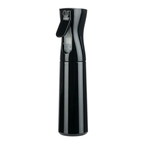 Uervoton Botella Pulverizador Agua Peluqueria Fina Niebla Pulverizador Continuo Pulverizador Recargable Vacío spray Rizos Pulverizar para Pelo Cara Plantas, 300ML, Negro
