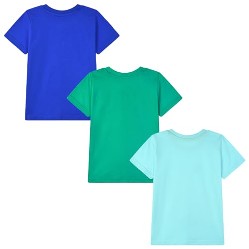 Image of HILEELANG Toddler Boy Short Sleeve Tee Shirts Summer Cotton Casual Graphic Crewneck Tshirt Packs
