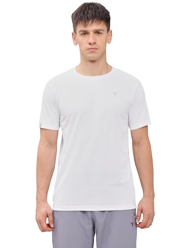 Image of TECHNOSPORT Men's Slim Fit Polyester Activewear Sports T-Shirt with Moisture-Wicking Comfort for Workout, Running & Gym