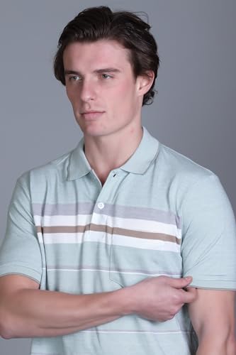 Image of SANE ORIGINALS T-Shirt for Men with Pocket || Textured Striped Polo for Men