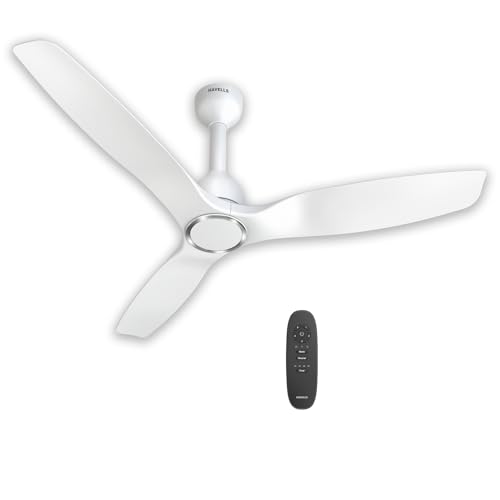 Image of Havells Stealth Slim BLDC 1200 mm Ceiling Fan | Remote Controlled, High Air Delivery Fan | 5 Star Rated, Upto 50% Energy Saving, Reverse Rotation, 2 Year Brand Warranty | (Pack of 1, Satin White)