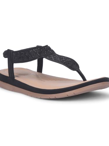 Image of Bata Comfit 5616 Diamonte Sandal 2.0 Black Sandals Shoes for Women|Everyday|Running|Walking|Comfortable Fit|Fashionable