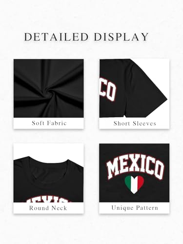 Mexico Shirts for Women Vintage Mexico Letters Print T-Shirt Mexican Flag Graphic Vacation Short Sleeve Tee Top3