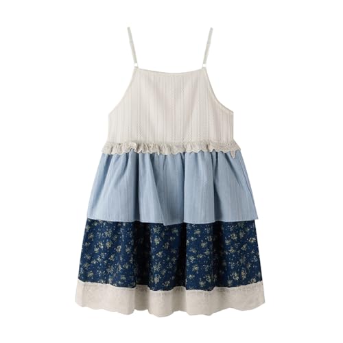 Girls Dresses Summer Sleeveless Boho Lace Tiered Sundress Floral Cami Dress2