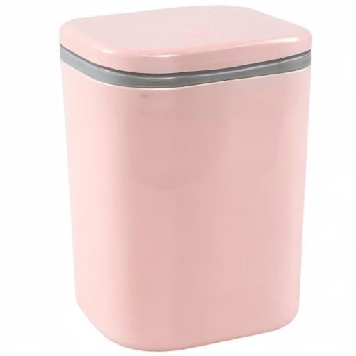 Miniatura 8 de Bote de basura pequeño de plástico de 0.5 galones, mini bote de basura de escritorio, color rosa