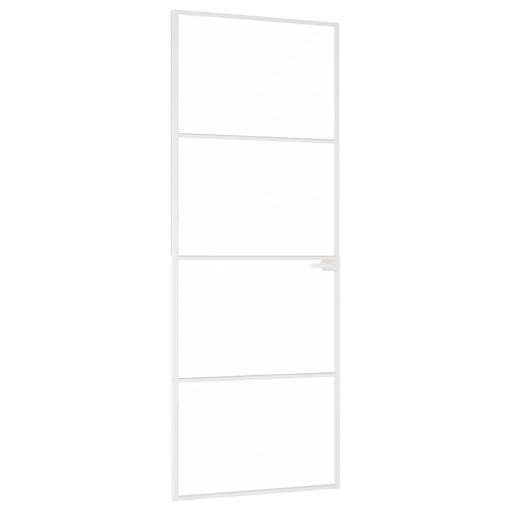 Drzwi wewnętrzne białe 76x201.5 cm szkło hartowane i aluminium SlimHardware materiały budowlane drzwi domowe