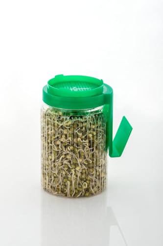 Image of Clazkit Sprouts Maker Jar - Durable & Reusable Sprouter for All Seeds and Beans, BPA-Free with 232-Hole Mesh Lid for Airflow, Odor-Free, Easy Drainage, and Hygienic - Green