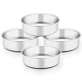 TeamFar 6 Inch Cake Pan, 4 Pcs Round Tier Cake Pans Set Stainless Steel for Baking Steaming Serving, Fit in Oven Instant Pot Air Fryer, Healthy & Heavy Duty, Mirror Finish & Dishwasher Safe