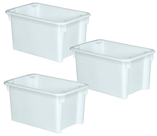 BRB 3x Drehstapelbehälter, LxBxH 600x400x325 mm, 50 Liter, weiß