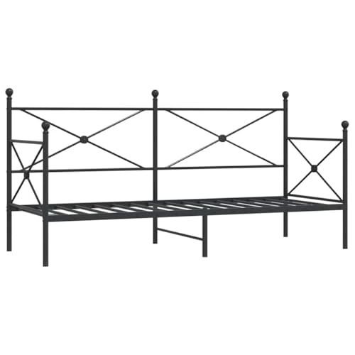 vidaXL Diván sin colchón Acero Negro 75x190 cm, diván con Nido, sofá Cama, sofá diván, divanes con Nido, Cama de Invitados, sofá Cama