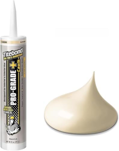 Image of Titebond Pro-Grade Plus Siliconized Acrylic Caulk, Almond - Multi-Purpose Interior /Exterior Sealant for Wood, Metal, Glass, Tile, Fast-Drying - 8411. Cartridge 10.1 Oz. (Pack of 6)