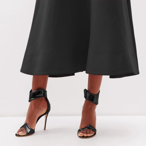 Image of Women's Metallic Open Toe Heels Sandals Back Zipper Dressy Heels Ankle Strap Heels for Party Wedding