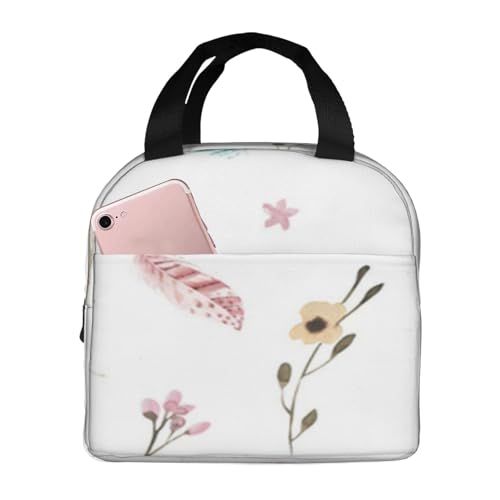 断熱ランチバッグ 大容量 防水 熱漏れ防止 おしゃれで丈夫 仕事や学校、アウトドア活動に便利 男女兼用 (かわいい赤ちゃん鳥動物の森 子供用 ウッドランド 水彩画)