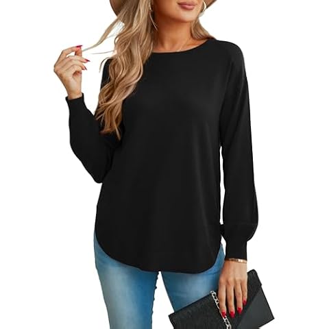 GRECERELLE Women's Long Sleeve Black Jumper Cover