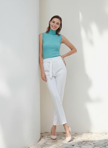 Image of v28 Women Sleeveless High Neck Turtleneck Stretchable Knit Sweater Top
