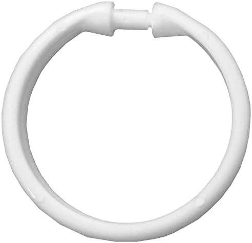 24 X White Plastic Shower Curtain Hanger Rings (55mm, Press Clip)