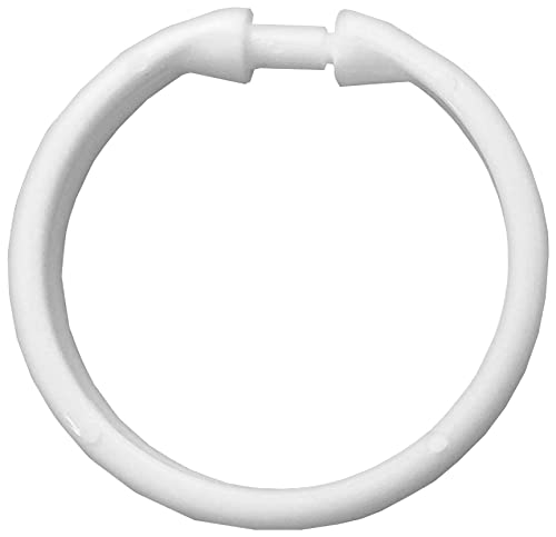 20 anelli bianchi in plastica per tenda da doccia (55 mm, clip a pressione)