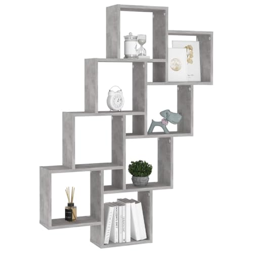 Étagère murale cube en bois d'ingénierie finition gris béton texturé - 5