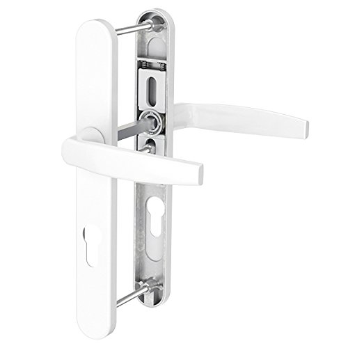 Preisvergleich Produktbild Schmalrahmengarnitur Schutzbeschlag Schildgarnitur Wechselgarnitur 8 / 92mm (Drücker / Drücker, Weiß - RAL 9016)